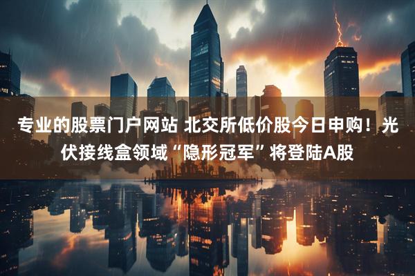 专业的股票门户网站 北交所低价股今日申购！光伏接线盒领域“隐形冠军”将登陆A股
